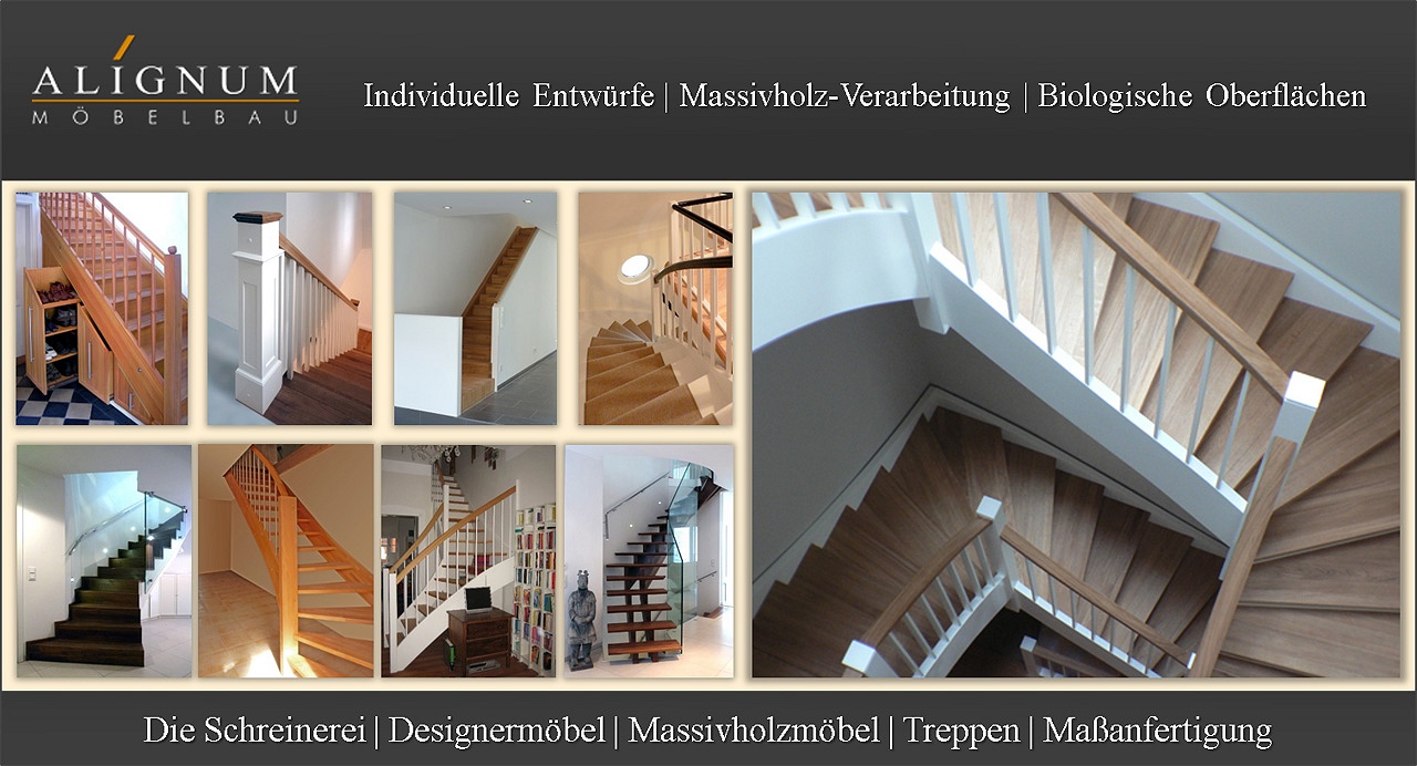 Treppen aus Massivholz Schreinerei ALIGNUM MÖBELBAU bei Mannheim plant ihre Holztreppe. Region Heidelberg und Ludwigshafen
