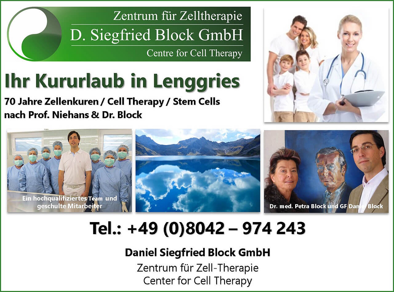 Stammzellentherapie, Zelltherapie, Zellentherapie München, 6 Tage Kur, Anti Aging, Block GmbH Lenggries,