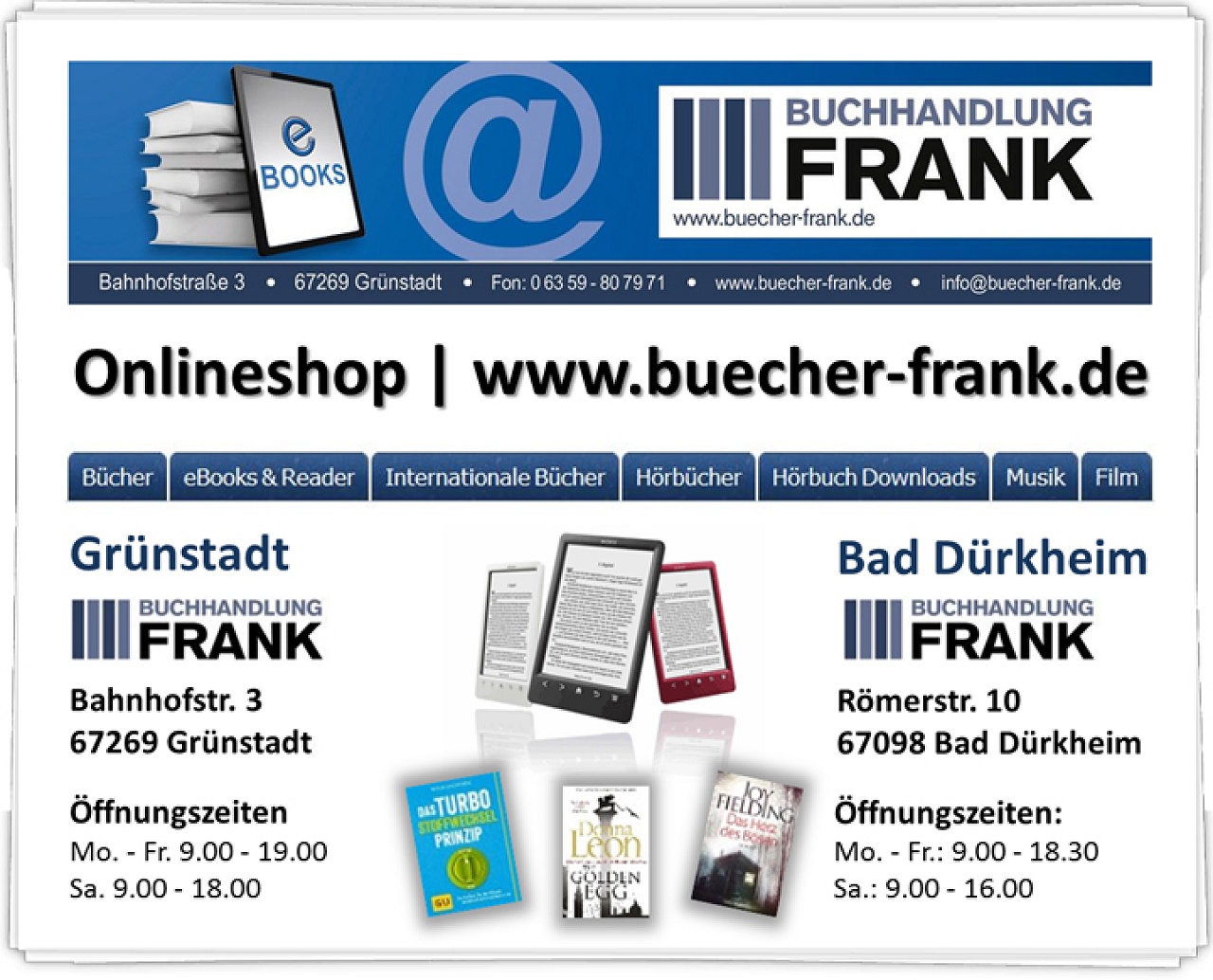 Buchhandlung und Shop Frank in Bad Dürkheim und Grünstadt