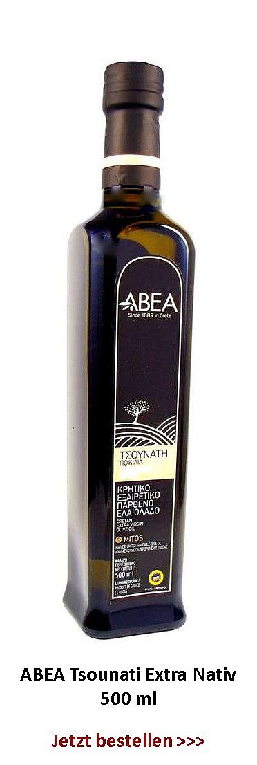 Jetzt bestellen! ABEA Tsounati Olivenöl Extra Nativ 500 ml Flasche